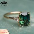 Carat Finger Ring Simple Styles Faux Emerald Gems Ring Bridal Jewelry Gift. 