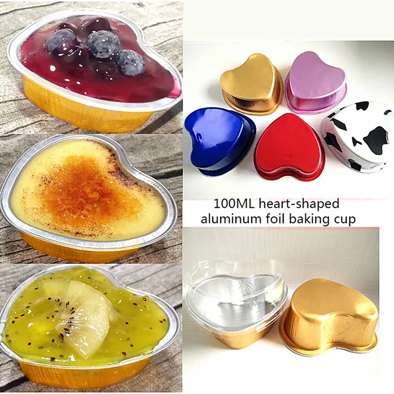 Baking Cups Mini Heart Shaped Foil Pans With Lids 10Pcs Aluminum