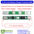 1S 2A 3.7V Lithium Battery Charger Protection Board BMS Module for 1 pcs 18650 Li-ion Battery Cell Charging 3.7V 4.2V by Electrica. 