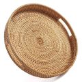 Round Rattan Serving Tray Decorative for Coffee Table Natural(Small). 