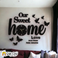 Gift City Presents Butterflies, Birds and Our Sweet Home 3D Wooden Wall Clock For Bedroom, Living Room, and Offices. 