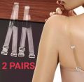 Invisible Adjustable Metal Hooks Transparent Bra Straps - 1-3 Pairs, Strong Shoulder Support. 