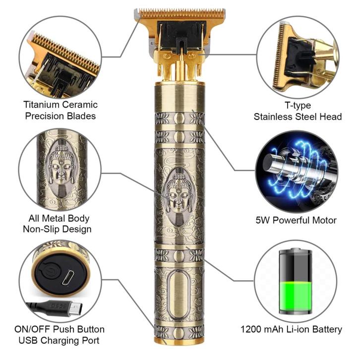 badgeDynamic Life Original Vintage T9 Trimmer and Hair Clipper Cutting Machine| Professional T9 Hair Trimmer Clipper| 0mm Cutting Cordless Hair Trimmer Shaving Machine| Metal USB Rechargeable Beard Trimmer T9 & Styler| Barbar Trimmer Hair Grooming Kit