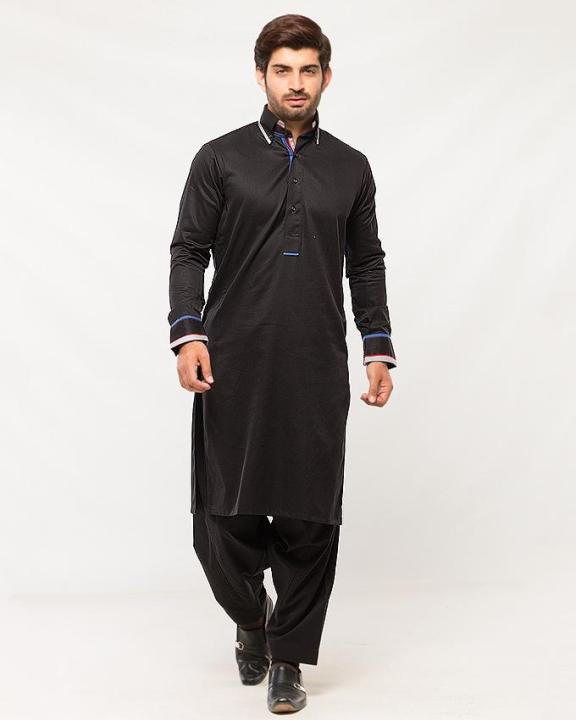 Black Designer Shalwar Kameez for men