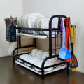 Multi-Tiered Dish Organizer by Matrix Compact 2-3 Tier Dish Rack, Utensil and Plate Holder, Adjustable and Durable Kitchen Storage Solution. 