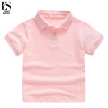 Elegantstunning Boys Lapel Short Sleeves T-shirt Simple Solid Color Tops Summer Cotton Breathable Shirt For 1-10 Years Old Kids. 
