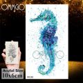 OMMGO Seahorse Dolphin Ocean Temporary Tattoos Sticker Watercolor Tattoo Flash Custom Tatoo For Children Women Body Art Arm. 