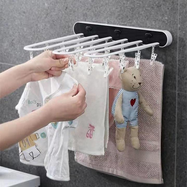 Multi-Functional Folding Clothes Rack Multi-Clip Hanger Window Drying Socks and Baby Clothes Hanger