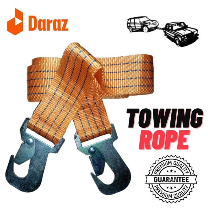 Imported Quality Emergency Car towing rope belt Car Tow Strap Heavy-Duty Tow Recovery Rope, Tow Belt, Rope with Steel Hooks for Cars