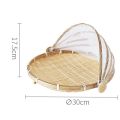 Hand-Woven Food Tent Basket Tray Fruit Vegetable Bread Storage Basket Simple Atmosphere Outdoor Picnic Mesh Net Cover. 