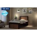 SB-001 - FMF Oak Wood Double Tone Black & Brown Polish Single Bed. 