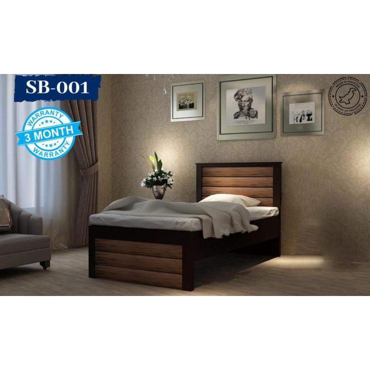 SB-001 - FMF Oak Wood Double Tone Black & Brown Polish Single Bed