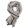 Lurex Stripe Men Scarf Fringe Cotton Linen Scarf Men Winter Outdoor Warm Long Shawl Soft Muffler Vintage Literary Style 90x195cm. 