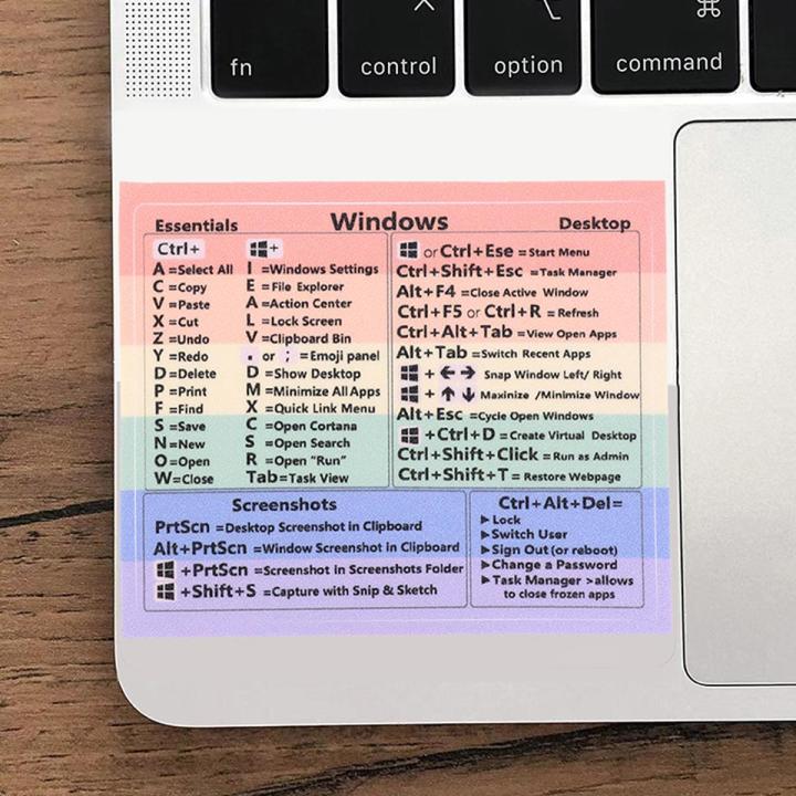 Windows Keyboard Reference Shortcut Cheat Sheet Sticker Water Proof Rainbow MJ