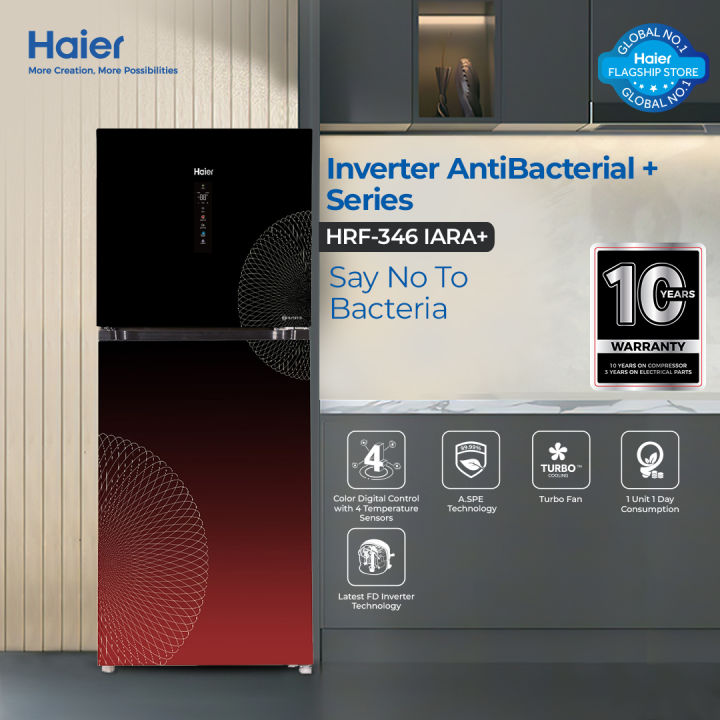 Haier%2012%20Cu%20Ft%20/%20Inverter%20Antibacterial%20/%20HRF-346IARA+%20(%20Digital%20Control%20Panel%20+%20Turbo%20Fan%20+%204%20Temperature%20Sensors+ABT%20Technology%20+%20Inverter%20Compressor%20+%20Glass%20Door%20)%20Red%20Colour%20Refrigerator%20/%2010%20Years%20Warranty%20-%20Image%202