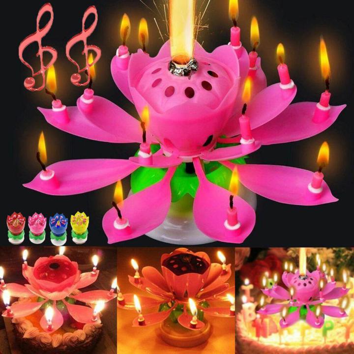 Musical Flower Rotating Birthday Candle
