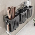 1-Piece Kitchen Utensil Rack-Multifunctional Draining Chopstick Holder,Wall-Mounted Or Freestanding Cutlery Storage Box, Plastic. 