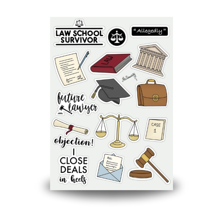 Lawyers and Law Students Mini UNCUT Sticker Sheet - A6 size - 15 x 10 cm | Journal Aesthetic Stickers - Uncut and A6 Sized (10x15cm) Art for Laptops, Journals, and More - Express Yourself Creatively for Girls