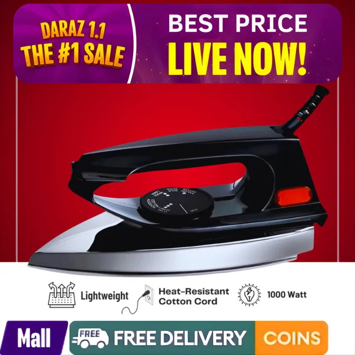 Light Weight Dry Iron - Imported Istri - New Model - Premium Quality - Dry Iron - Istri - 1000 Watts - Lightweight Iron - Electric Iron - Portable Iron - Traveling Iron