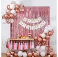 Happy Birthday Theme Set: Happy Birthday Banner, Back Curtain, 30 Latex Balloons, Confetti Balloons - Birthday Accessories for Girls and Boys, Birthday party decoration. 