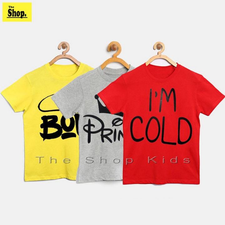 The Shop - Yellow Grey & Red COOL T-Shirts For Kids - YG-R3C