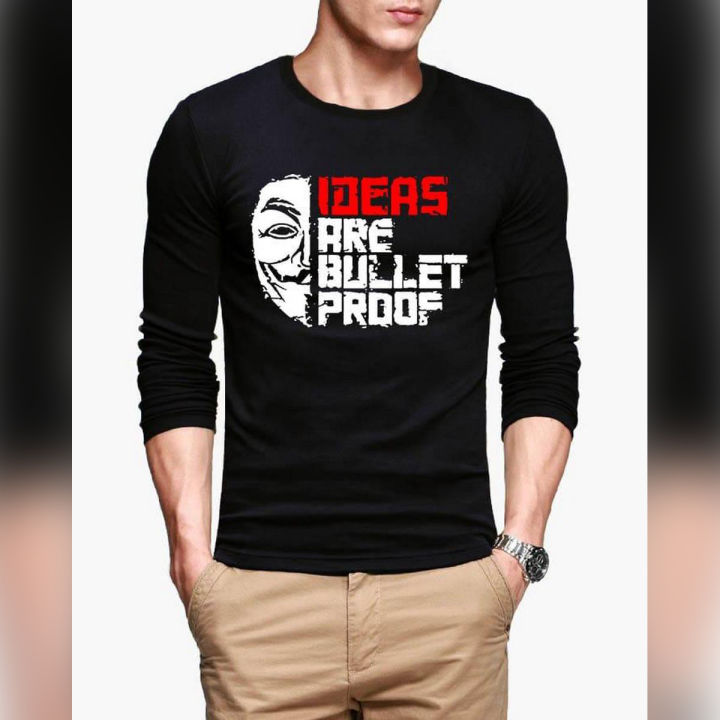 Ideas are Bullt Proof Long Sleeves Printed T Shirt For Mens