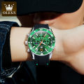 OLEVS 9916 Fashion Men's Watch Silicone Rubber Strap Watches for Men. 