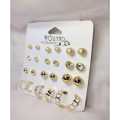 12 Pcs Golden Earring Stud Set / 4 Design in One Set / Mother & Daughter Earrings Set. 
