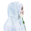 Fancy Hijabs Beaded Tassel Hijab For Girls Solid Color Arab Women Shiny Soft Easy to Wear Turkish Head Wrap Scarf. 