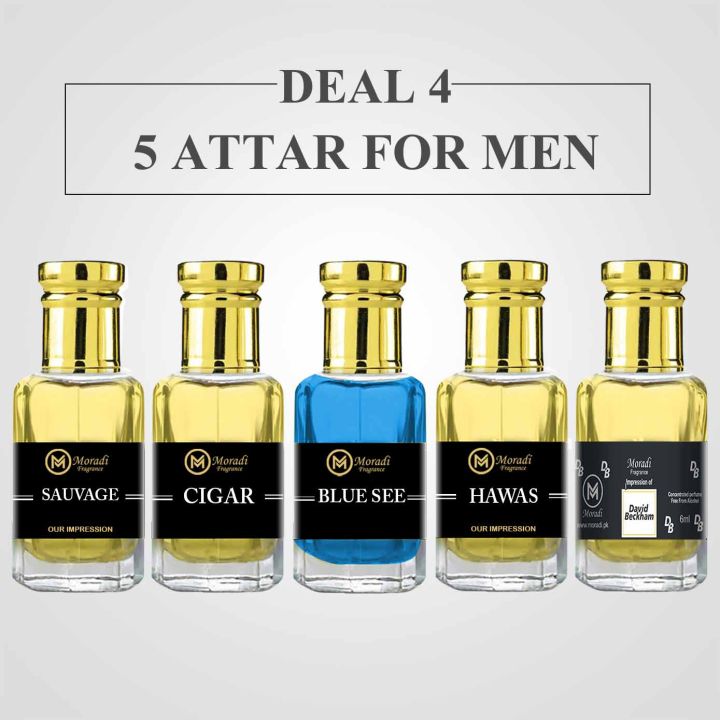 Pack of 5 Attar for Men Long Lasting Perfume Fragrance Oil
