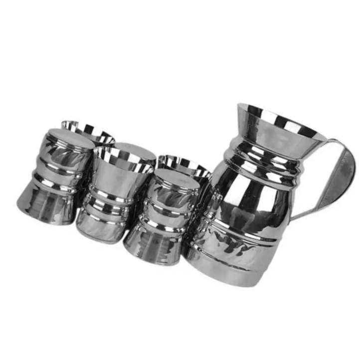 Stainless%20Steel%207%20Pieces%20Water%20Jug%20Set%206%20Glass%20With%201%20Jug%20Neat%20&%20Durable%20Made%20Stainless%20Steel%20Set-Basic%20Kitchen%20Accessories%20-%20Image%204
