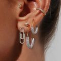 New Zircon Safe Pin Hoop Earrings for Women Fashion Hip Hop Metal Hanging Earrings Wholesale Jewelry Accessories Gifts Moonlight Shines. 