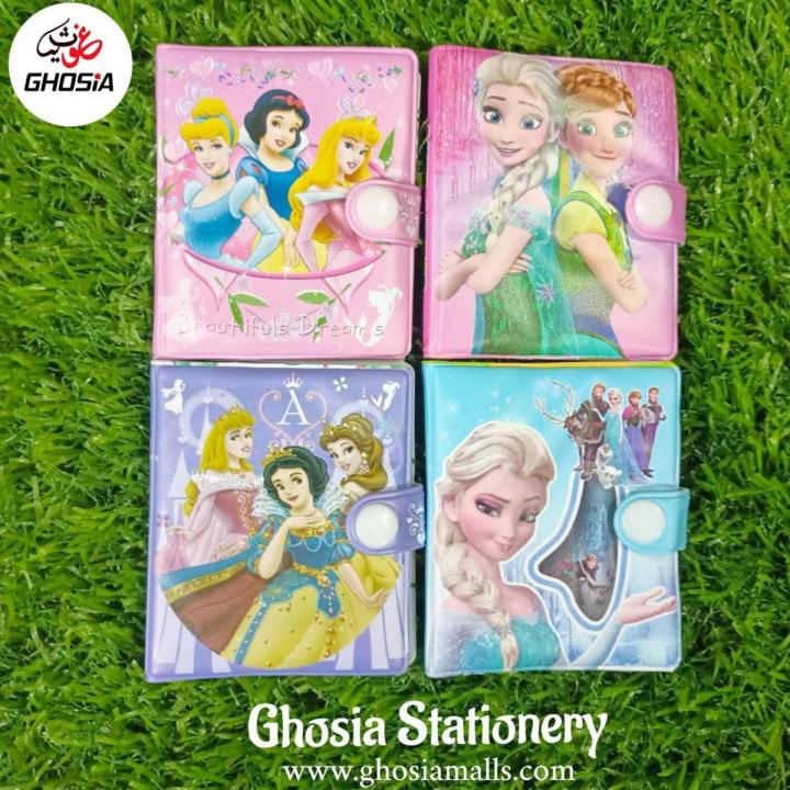 Colorful Mini Diary For Kids-Disney Princess Edition Mini Autograph Notepad/Small Diary With Princess Theme Ballpoint,Button Lock Lockable Mini Diary For Girls-E005