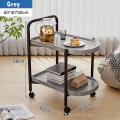 Movable Coffee Table Side Table Tea Table 2-Tier With Wheel. 