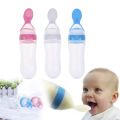 Baby Spoon Feeder - 90ml Silicone Baby Feeding Bottle With Spoon Newborn Infant Squeeze Spoon Toddler Food Supplement Rice Cereal Bottle Milk Feeder. 