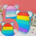 Pop It Backpacks Fidget Cartoon Ears School Bag Children's Cartoons Backpack for Boys and Girls Kindergarten Push Bubble Shoulder Bags Toy. 