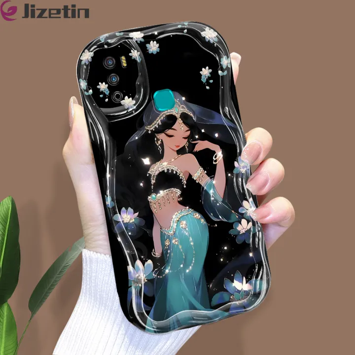 Jizetin%20for%20Infinix%20Hot%209%20Play%20Back%20Cover%20Beautiful%20Princess%20Cream%20Wavy%20Edge%20Soft%20Silicone%20Phone%20Case%20-%20Image%202