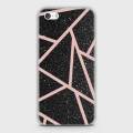 iPhone 5 Cover - SkinLee HQ Hybrid Case (Soft) - Black Sparkle Glitter With RoseGold Lines - SKINLEE-395-1-90-11. 