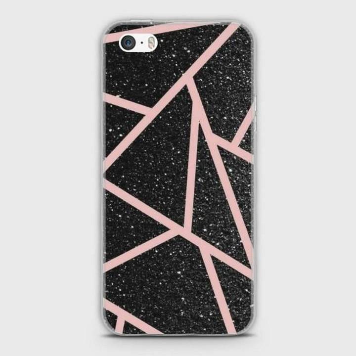iPhone 5 Cover - SkinLee HQ Hybrid Case (Soft) - Black Sparkle Glitter With RoseGold Lines - SKINLEE-395-1-90-11