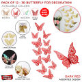 3D Metallic Butterfly for Decor, Assorted Styles 12 Pcs 3 Sizes, Removable Reuseable Stickers for Wall, Living Room Mural, Party Cake Balloons Bouqets Wedding Decoration Decals, Butterflies Fridge Kids Bedroom Nursery Sticker, DIY Arts & Craft Multicolors. 