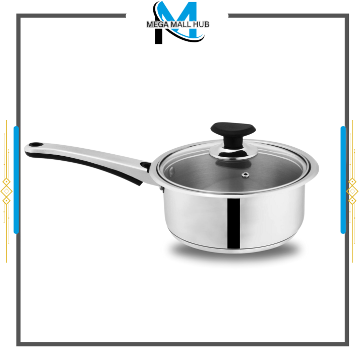 Sonex Mega Classic – 3 sizez  Cooking Sauce Pan – Stainless Steel With Glass Lid