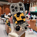Trendy Brand Cartoon Luxury 3D Wavy Curved Edge Plating Case Compatible for IPhone 15 13 11 14 12 Pro Max 7Plus XR X 6s 7 15 8 6 Plus XS Max SE 2020 Funny Cute Kitten Doodle Cover. 