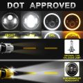 7 Round LED Headlight Cafe Racer for Yamaha, Harley, Road King, Jeep Wrangler,  Angel Eyes 7 Inch Motorcycle LED Headlight. 