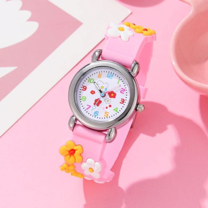 New Kids Watches Cartoon Watches Pink Quartz Wristwatch Birthday Gift Girl Boy Children Study Time Girl Watch