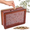 Saving Money Box Dollar Piggy Bank Decorative Bank Box Retro Reusable Wooden Box 50000 Saving Challenge Money Jar Coin Cash. 
