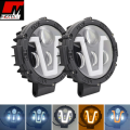 For Jeep 1 pcs Ultra Bright 100 Watts 7 Inch V Shape DRL Auxiliary Spotlight With 3 Round Wide Angle Beam & High Power Spot Magnifier LED Beam Light With 5 Operating Modes For Jeeps, Outer Light 100W 12V Operated ATV Tractor. 