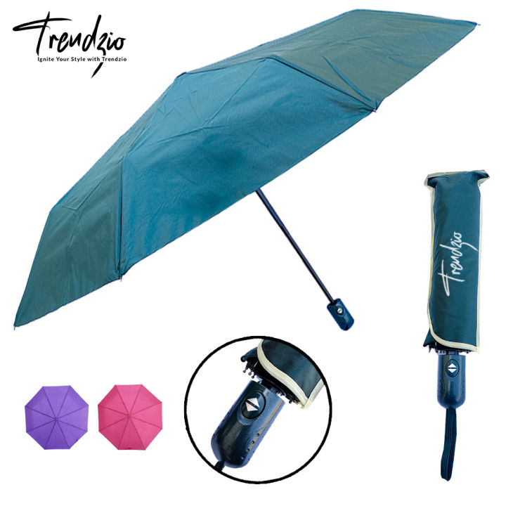 TRENDZIO Travel Umbrella Automatic Open Close Water Repellent Fabric Folding Umbrella Super Strong 8 Ribs Umbrella for Rain Sun protection