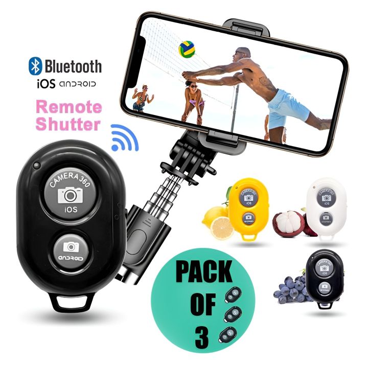 Pack Of 3 Easy Pair Mini Selfie Bluetooth Remote Shutter For All Smart Phones