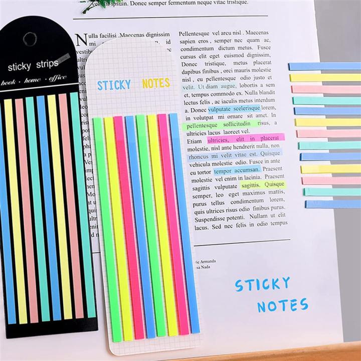 1Set Highlighter Tape Transparent Sticky Long Page Markers Tabs Morandi Neon Clear Highlighter Strips Flags Stickers Long Fluorescent Strips