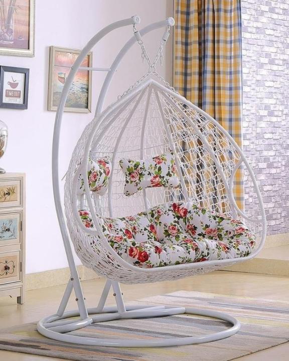Shizi Double Seater Swing Chair Jhoola with Stand, Cushion Set - Hanging Jhola Swing chair for two persons